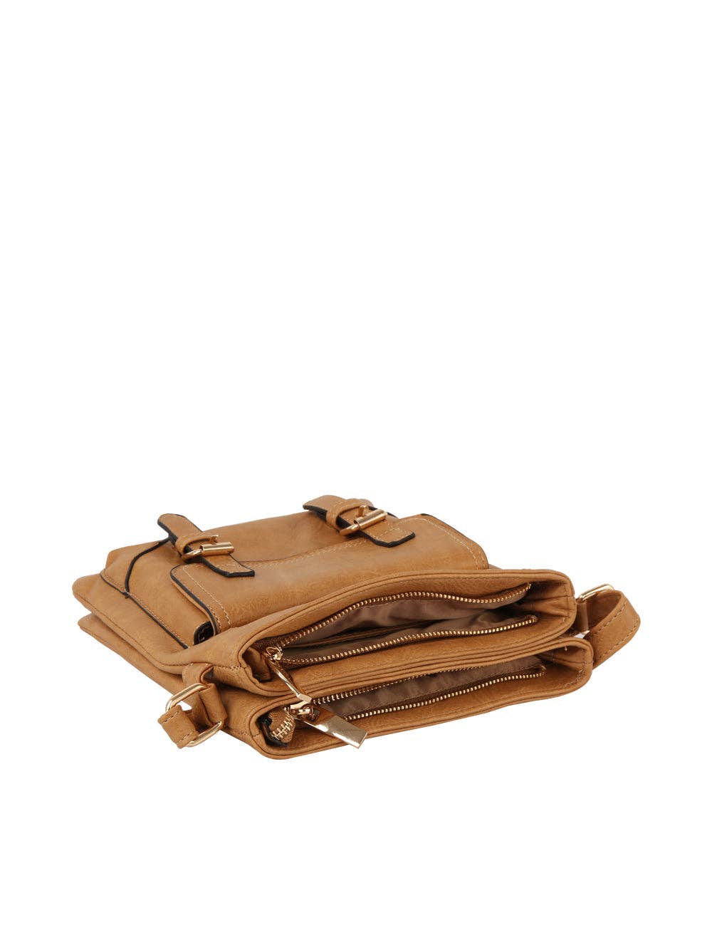 Front Buckle Detail Vintage Crossbody Bag