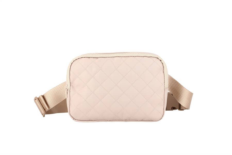 Quilted Solid Color Quilted Microfiber Waist Handbag