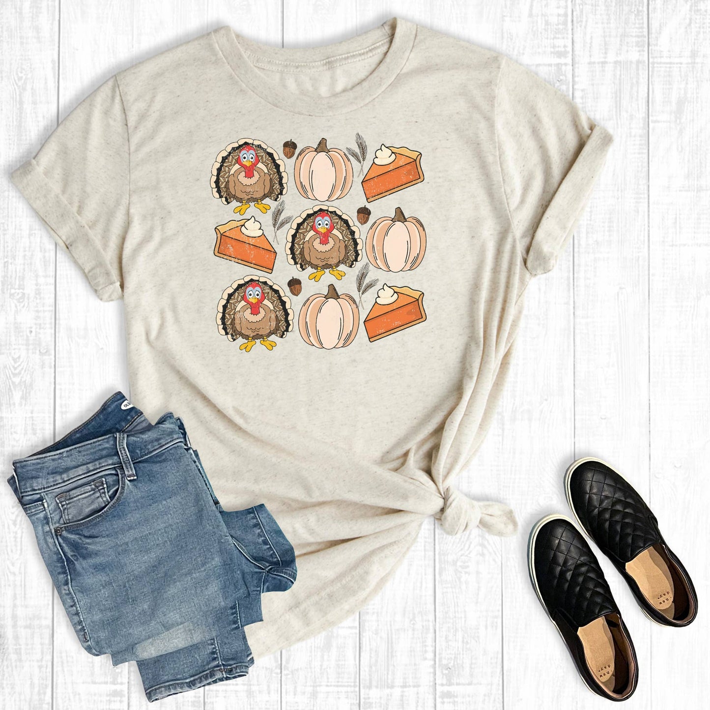 Sale - Thanksgiving Turkey Doodles Graphic Tee