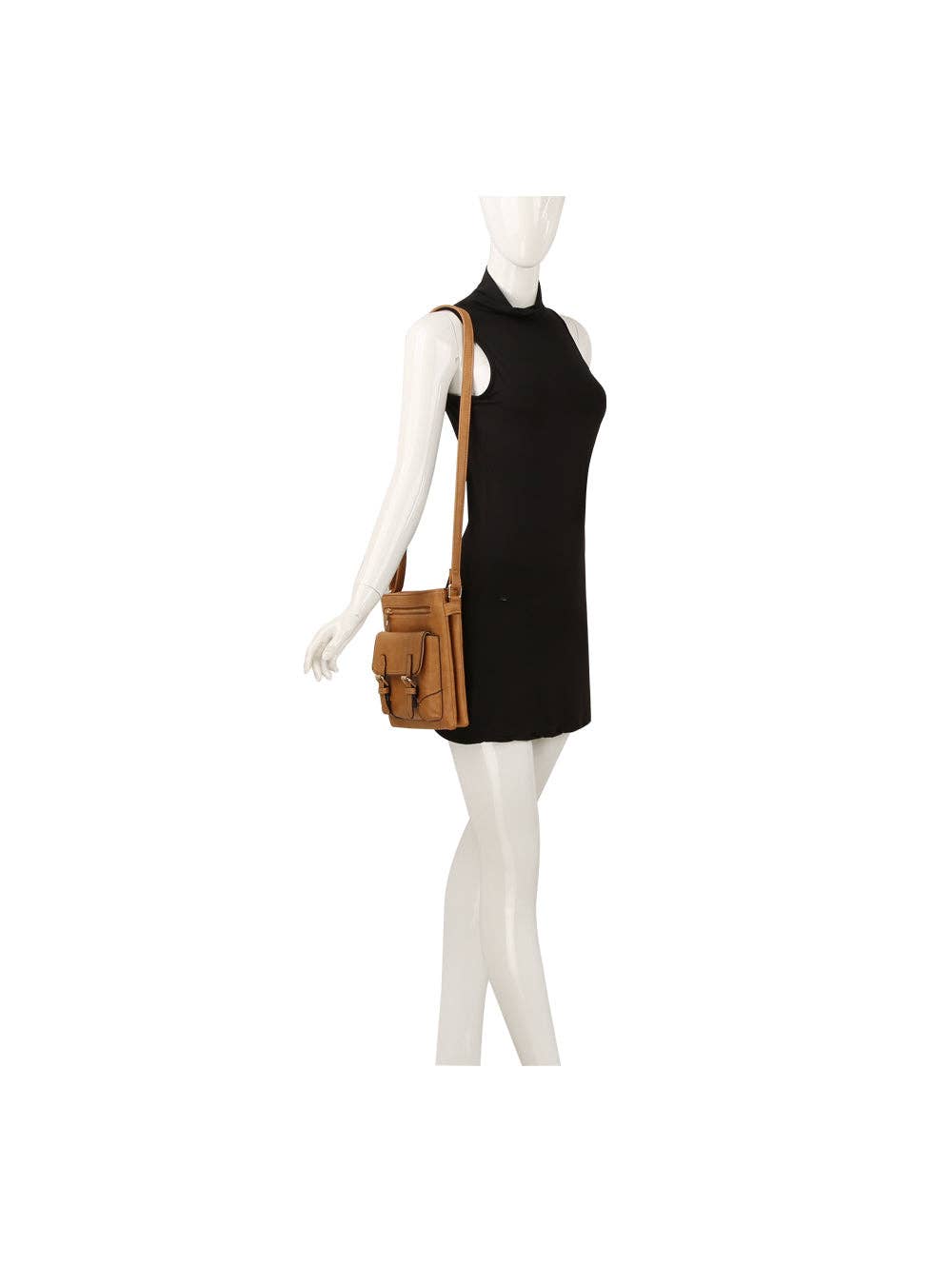 Front Buckle Detail Vintage Crossbody Bag