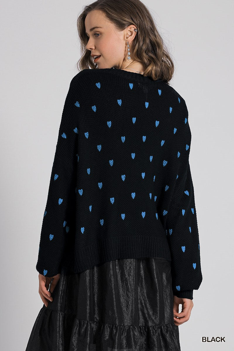 Sale - Black Heart Button Up Cardigan