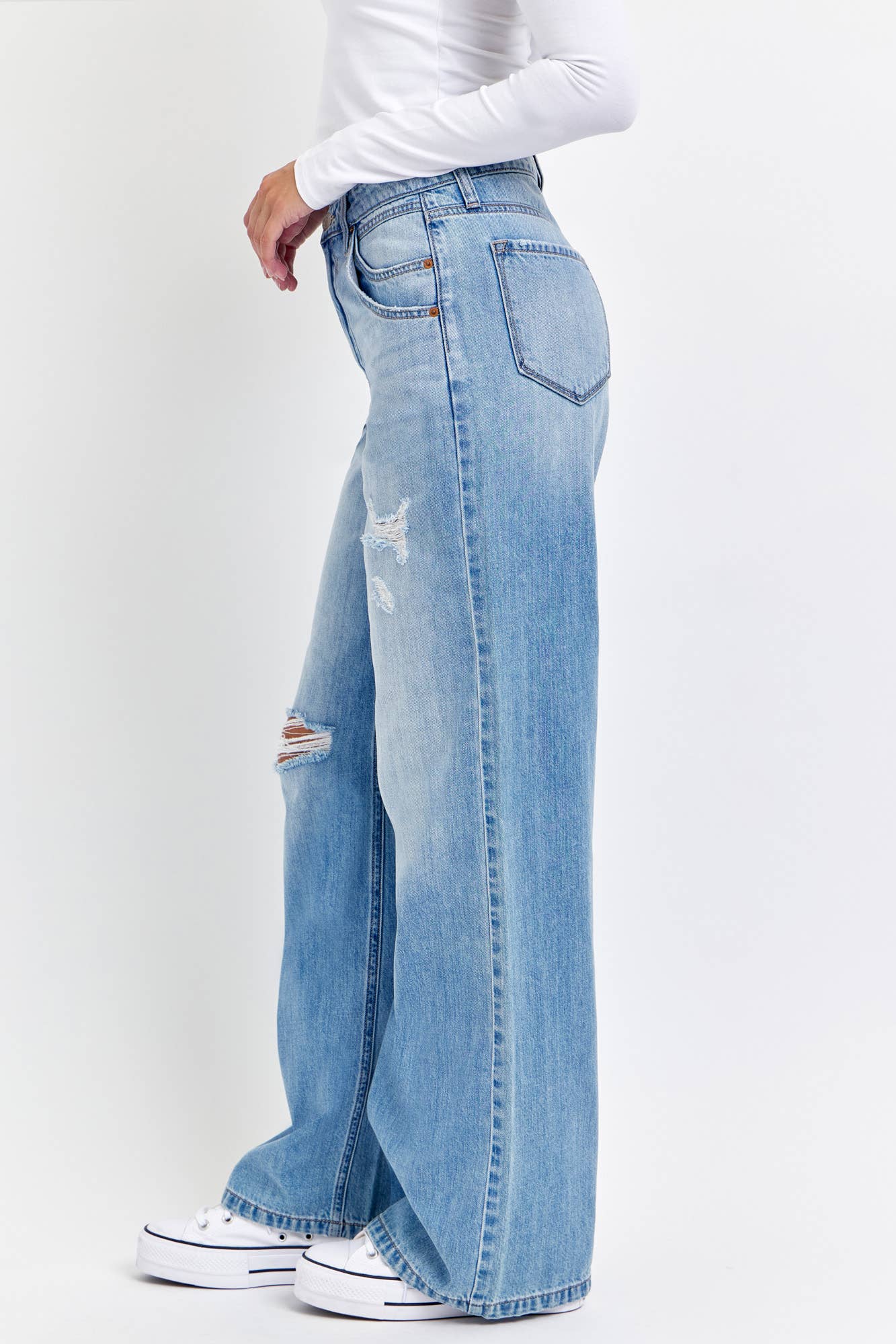 High Rise Wide Leg with Double Scoop Pockets