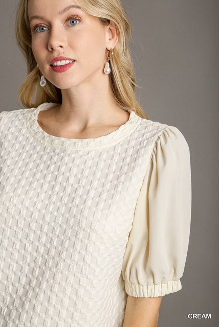 Sale - Cream Jacquard Texture Top
