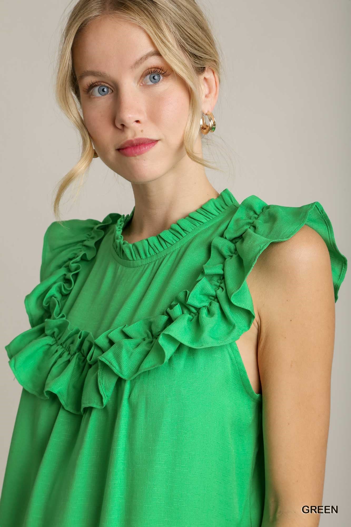 Sale - Green Ruffle Detailed Top