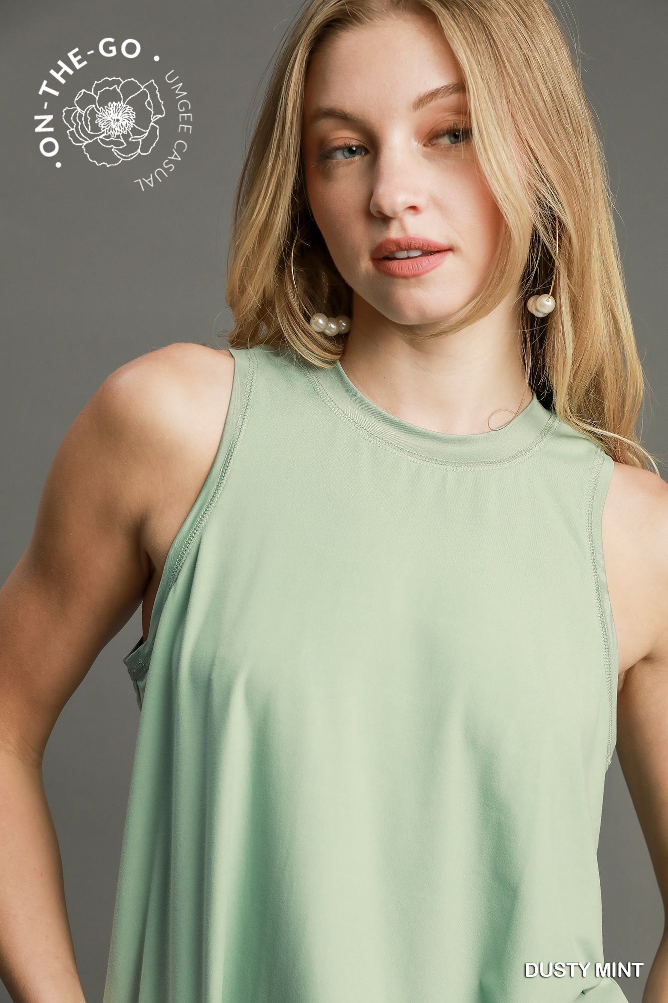 Dusty Mint Sleeveless Tank Top