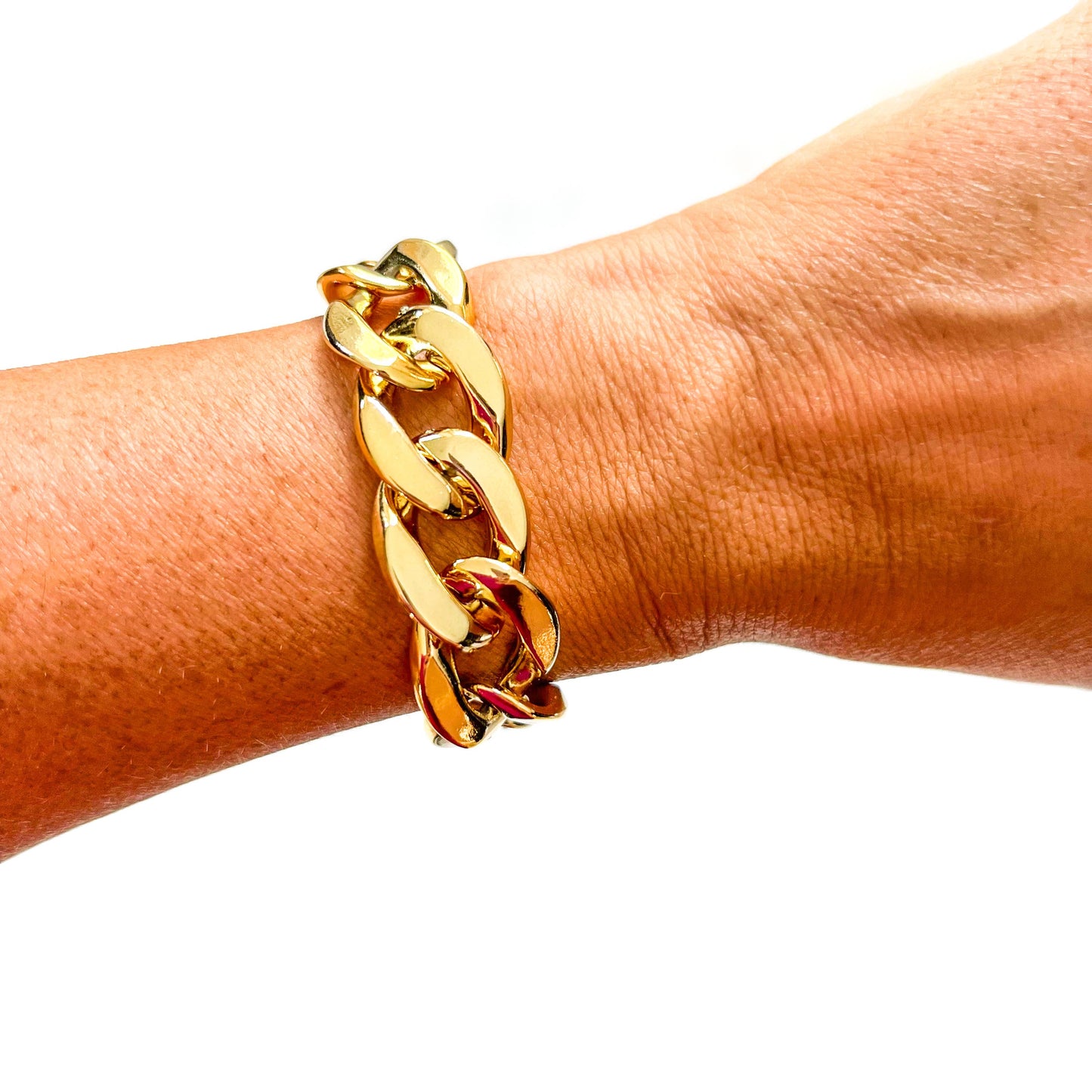 Metallic Yellow Chunky Acrylic Chain Link Bracelet