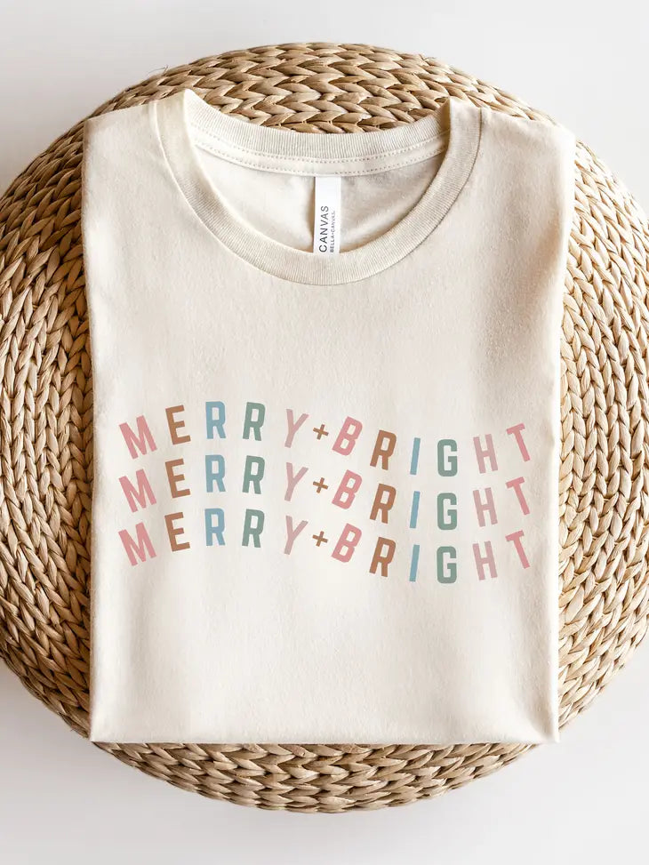 $10 Rack - Merry & Bright Graphic Print Short Sleeve Top