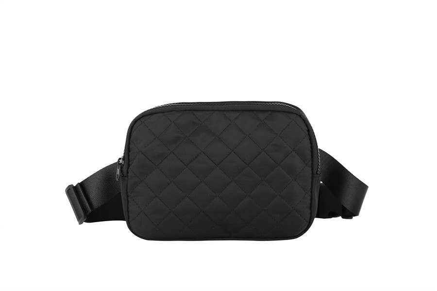 Quilted Solid Color Quilted Microfiber Waist Handbag
