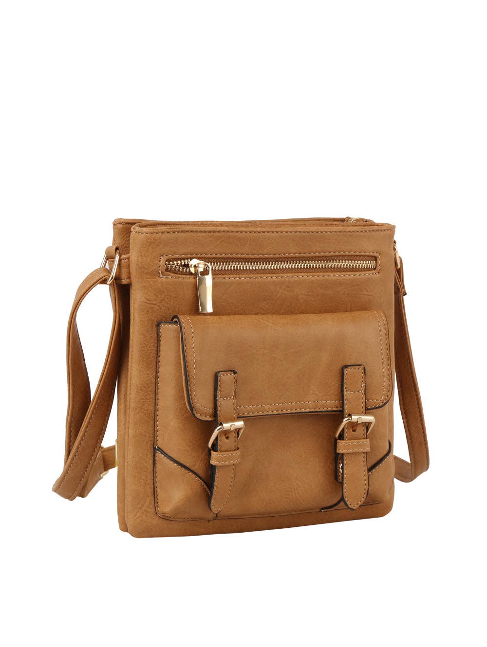 Front Buckle Detail Vintage Crossbody Bag