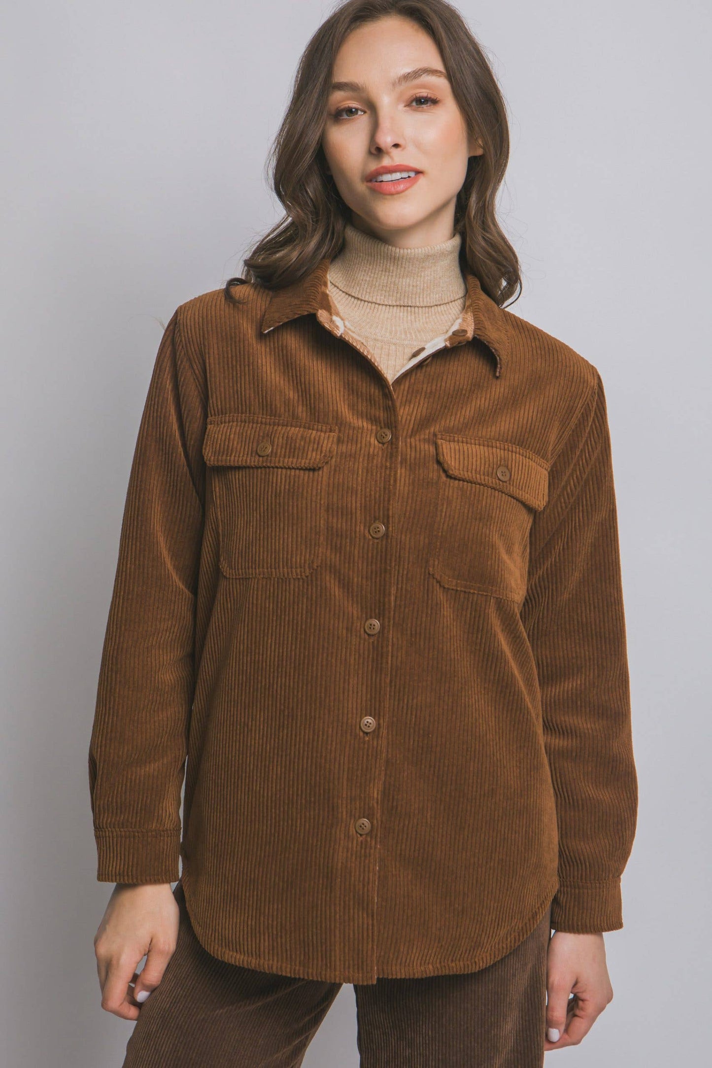 Black Corduroy Reversible Button Down Jacket