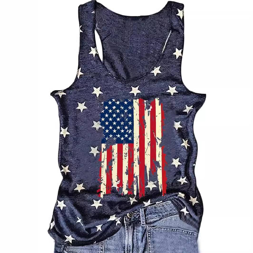 4th Of July American Flag Print Tank Top