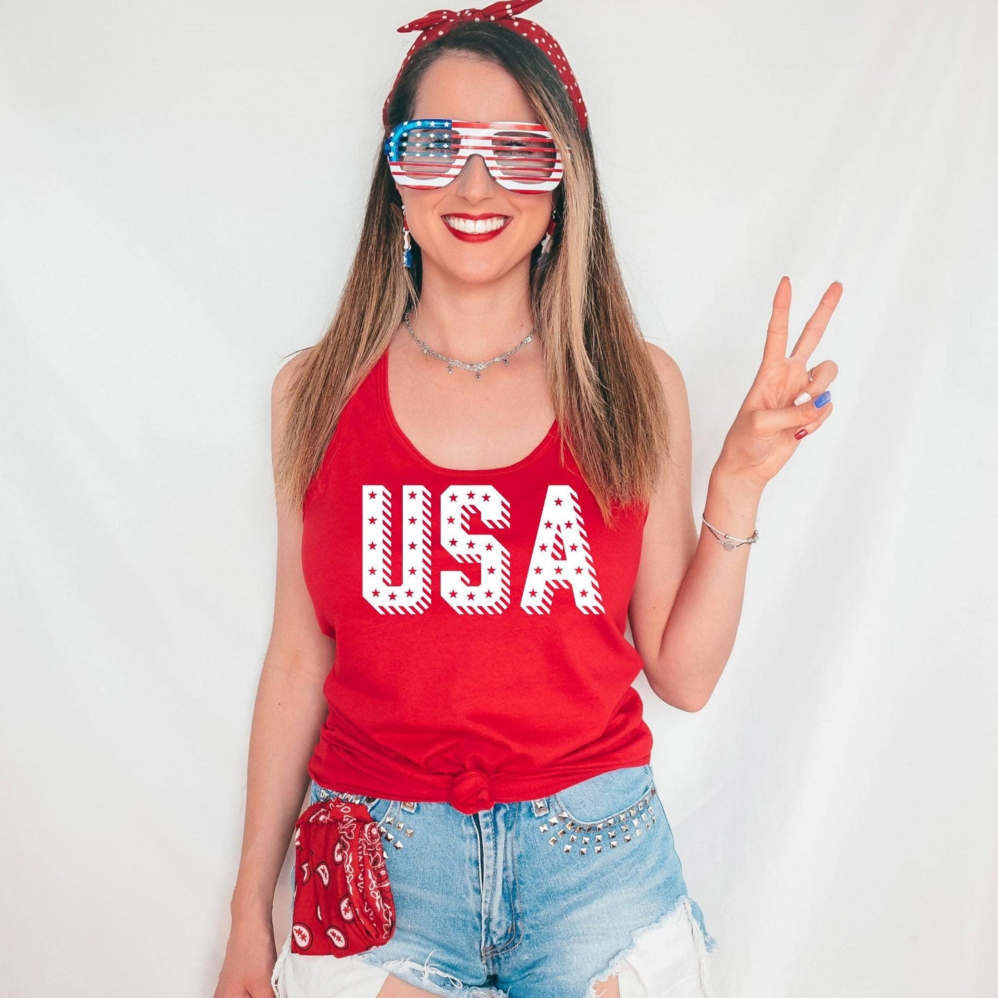 $10 Rack - USA Stars 4th of July Tank Top - Navy