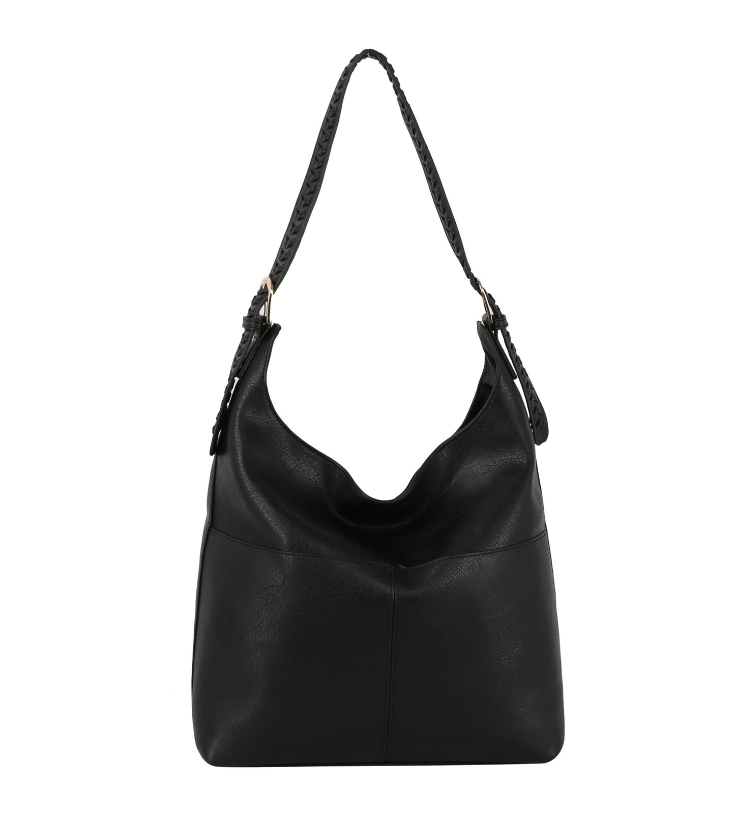 Vegan Leather Shoulder Hobo Handbag - Black or Tan