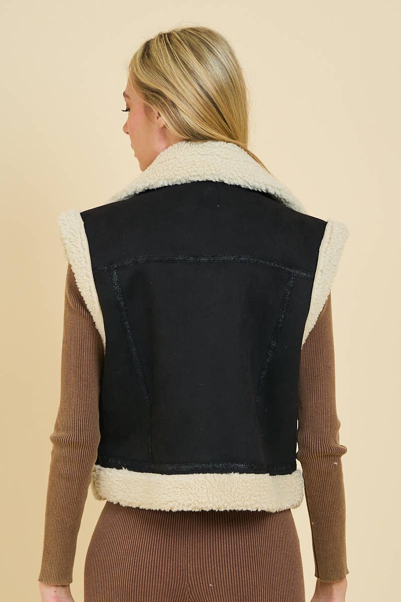 Suede Sherpa Vest Jacket