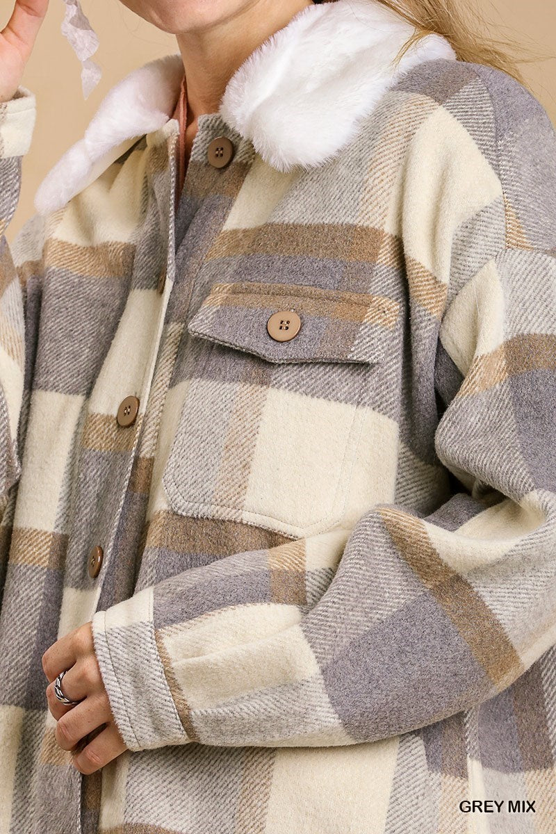 Grey Mix Plaid Shacket