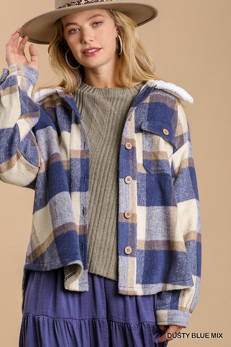 Dusty Blue Plaid Shacket