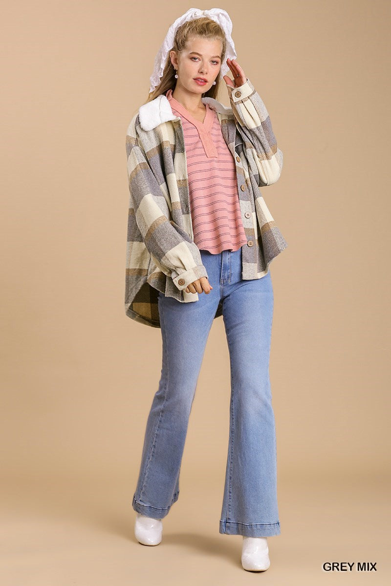 Grey Mix Plaid Shacket