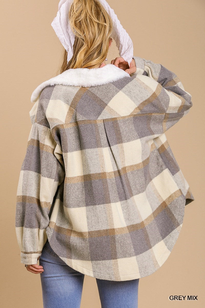 Grey Mix Plaid Shacket
