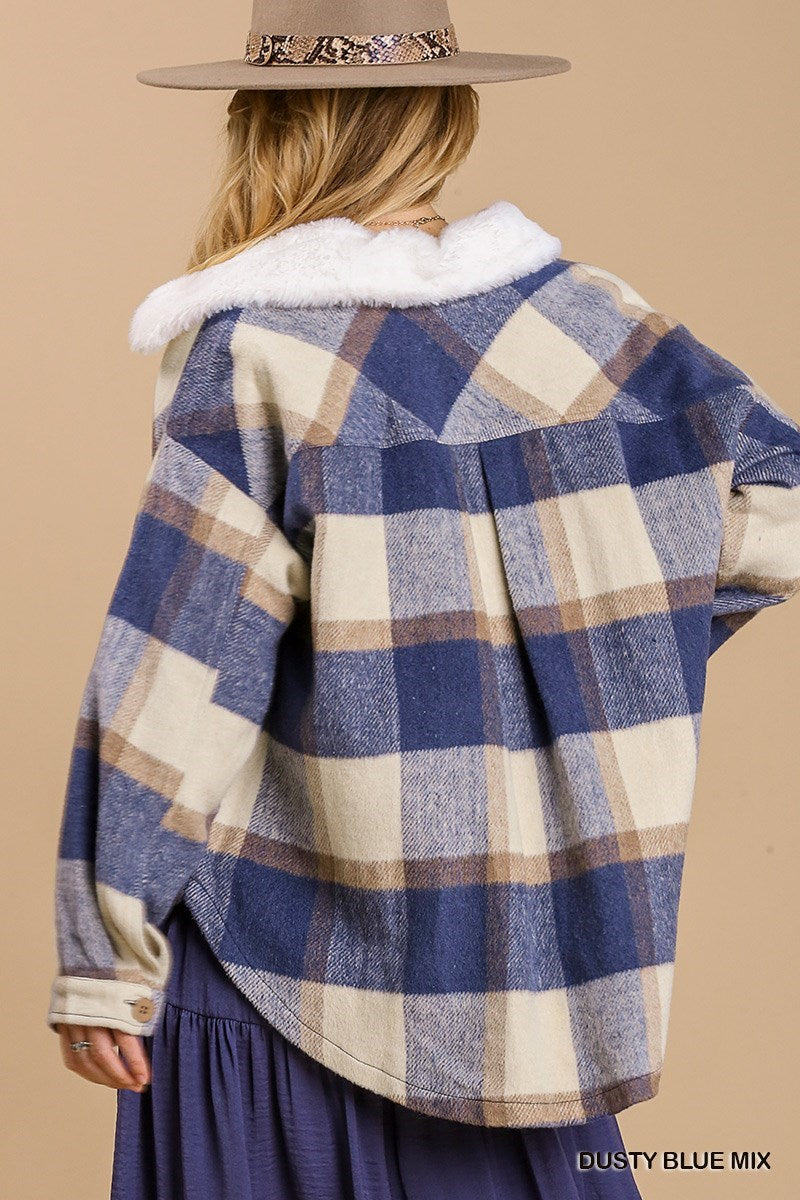 Dusty Blue Plaid Shacket