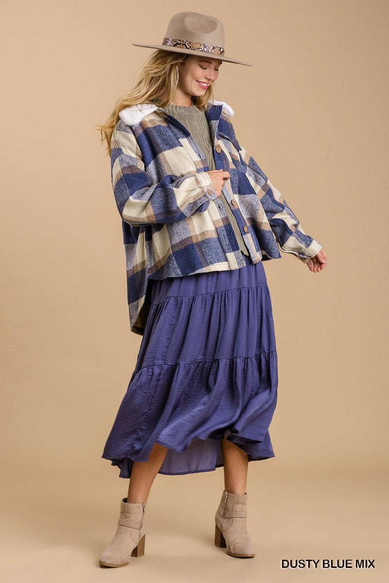 Dusty Blue Plaid Shacket