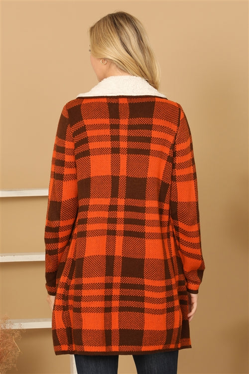 Rust Red Fur Lined Sweater Coat
