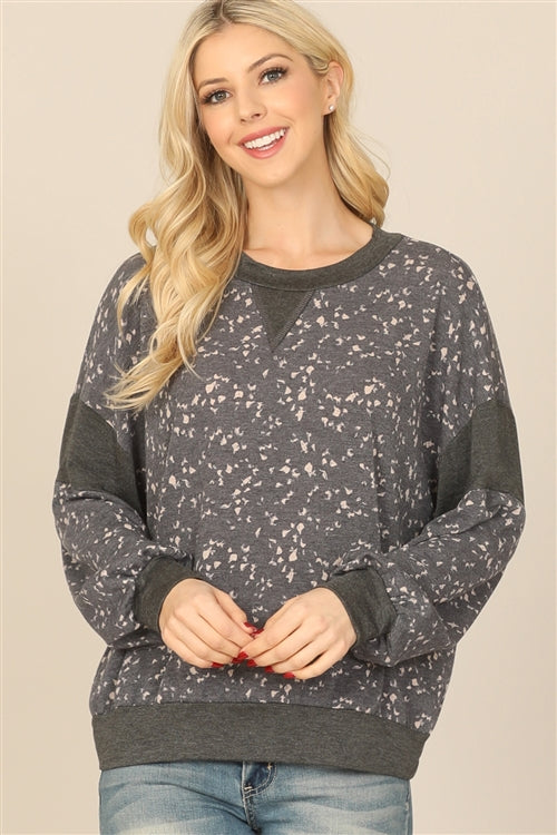 Sale - Charcoal Crew Neck Sweatshirt Top