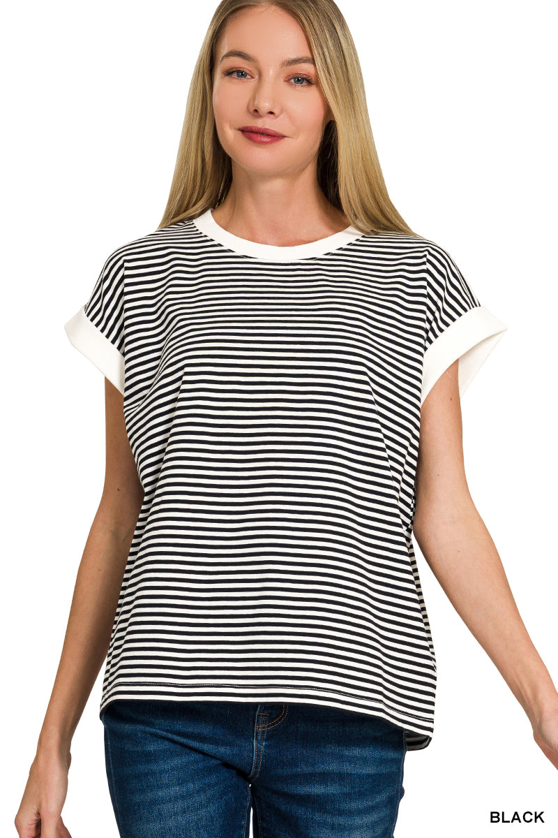 Black Stripe Short Sleeve Tee