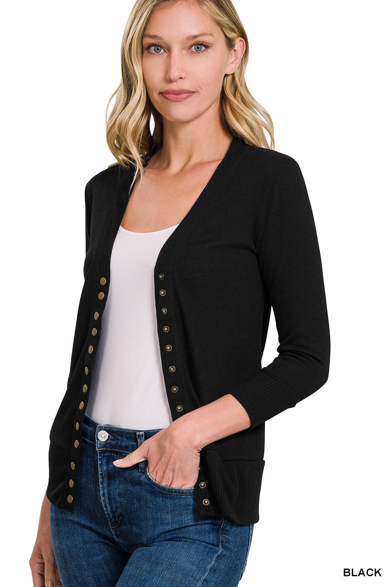Black 3/4 Sleeve Cardigan