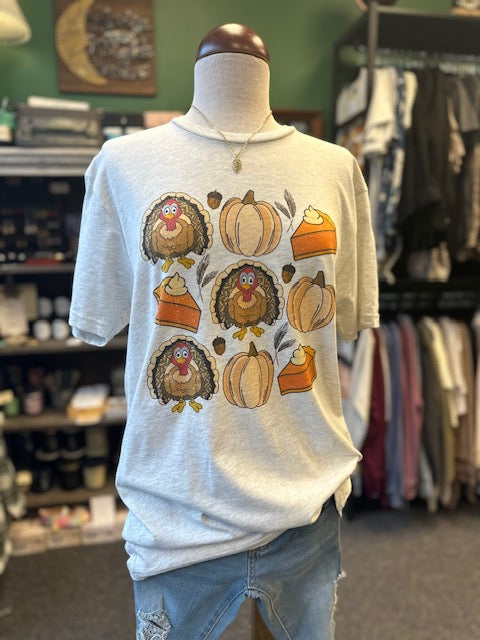 Sale - Thanksgiving Turkey Doodles Graphic Tee