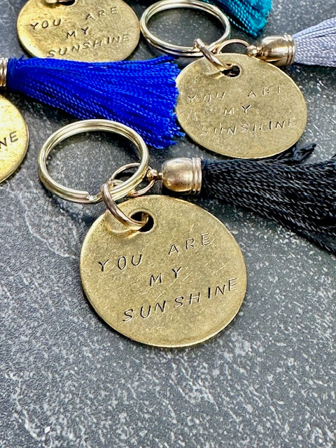 You Are My Sunshine Hand Stamped Key Chain