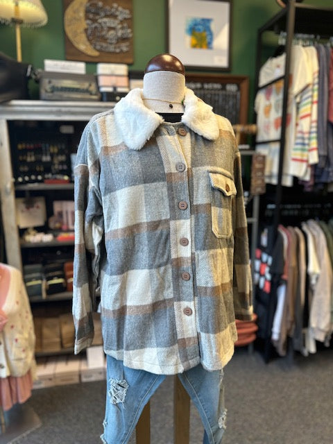Grey Mix Plaid Shacket