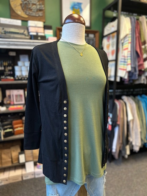 Black 3/4 Sleeve Cardigan