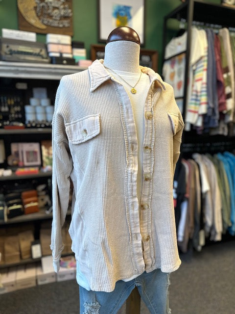Taupe Knitted Collared Button Down Jacket Top