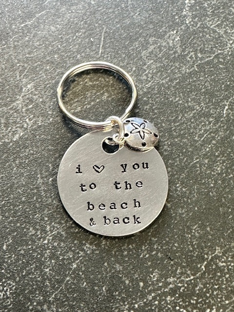 I Love You to the Beach & Back Hand Stamped Key Chain