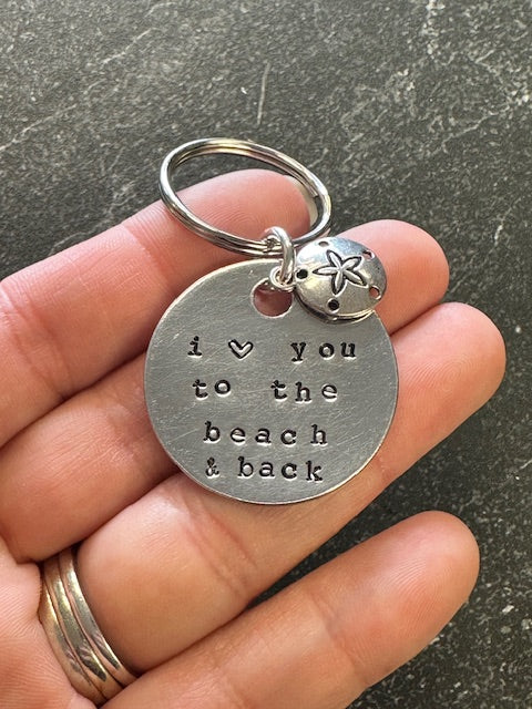 I Love You to the Beach & Back Hand Stamped Key Chain