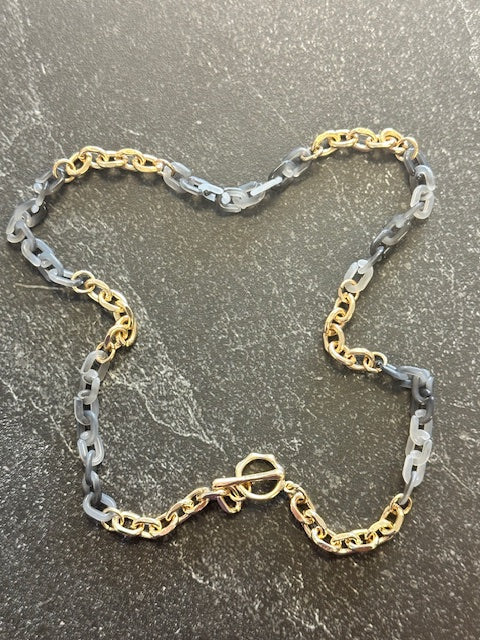 Gray and Gold Toggle Chain Necklace