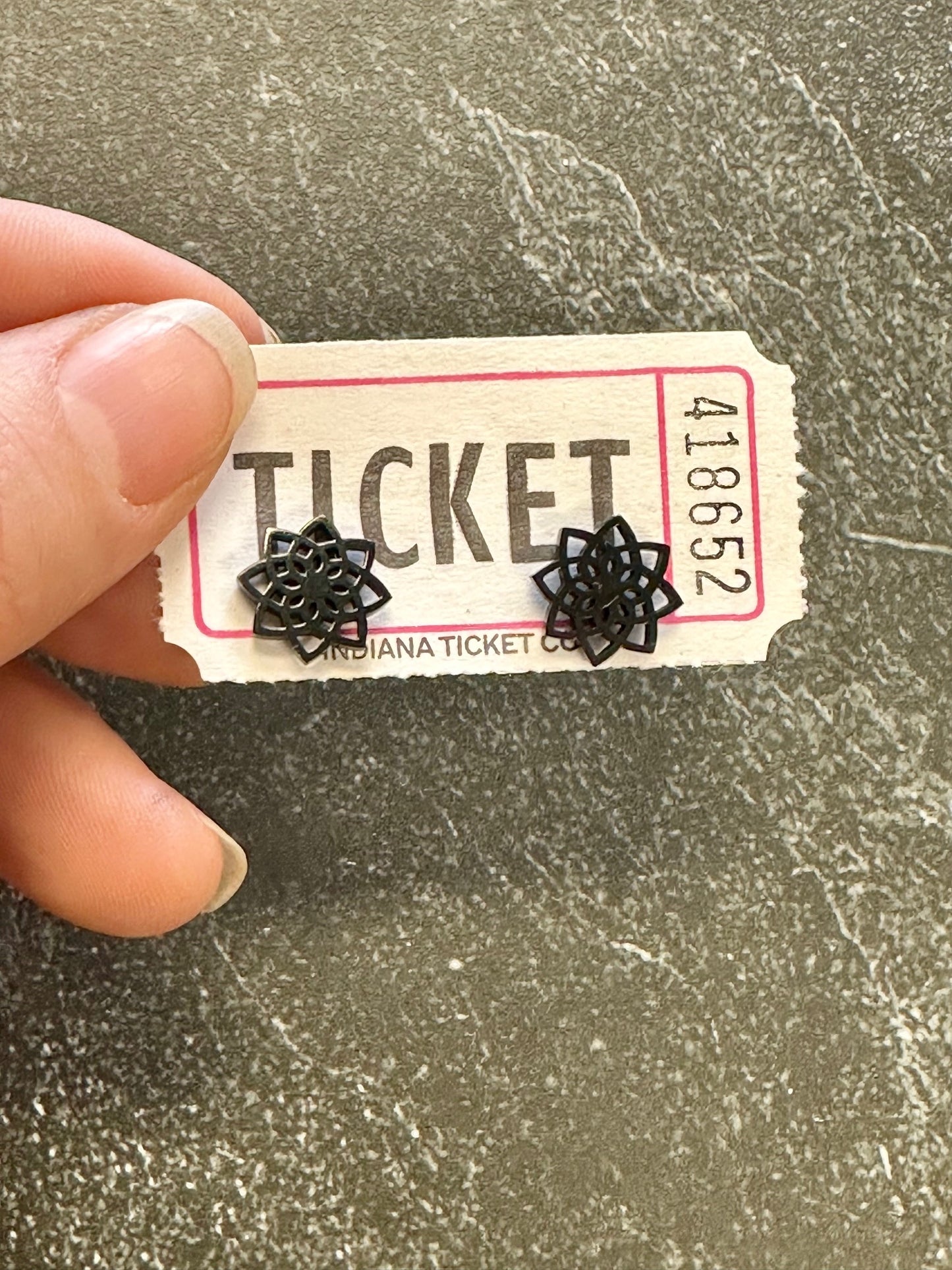 Stainless Steel Mandela Flower Post Earrings