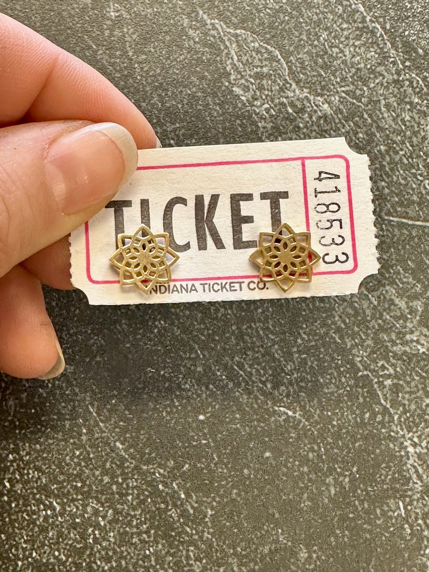 Stainless Steel Mandela Flower Post Earrings