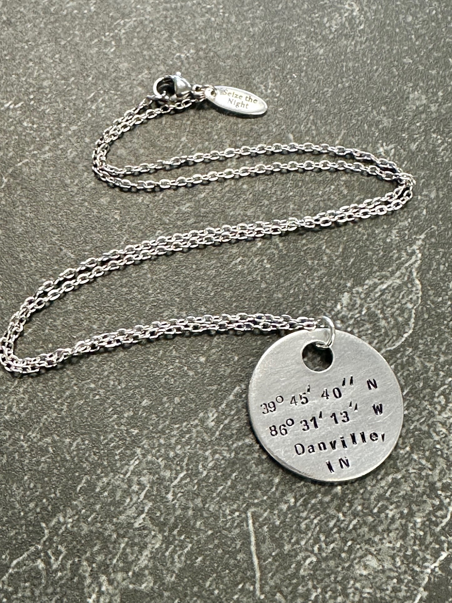 Hand Stamped Coordinates Necklace