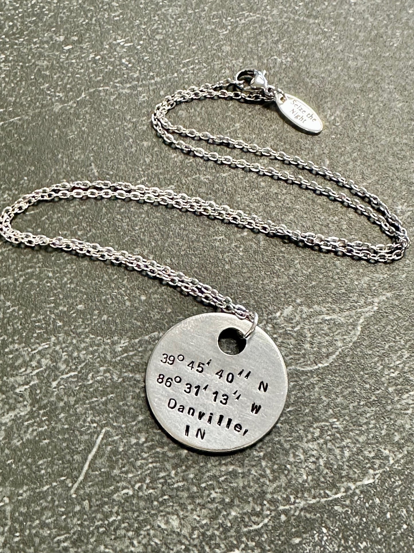 Hand Stamped Coordinates Necklace