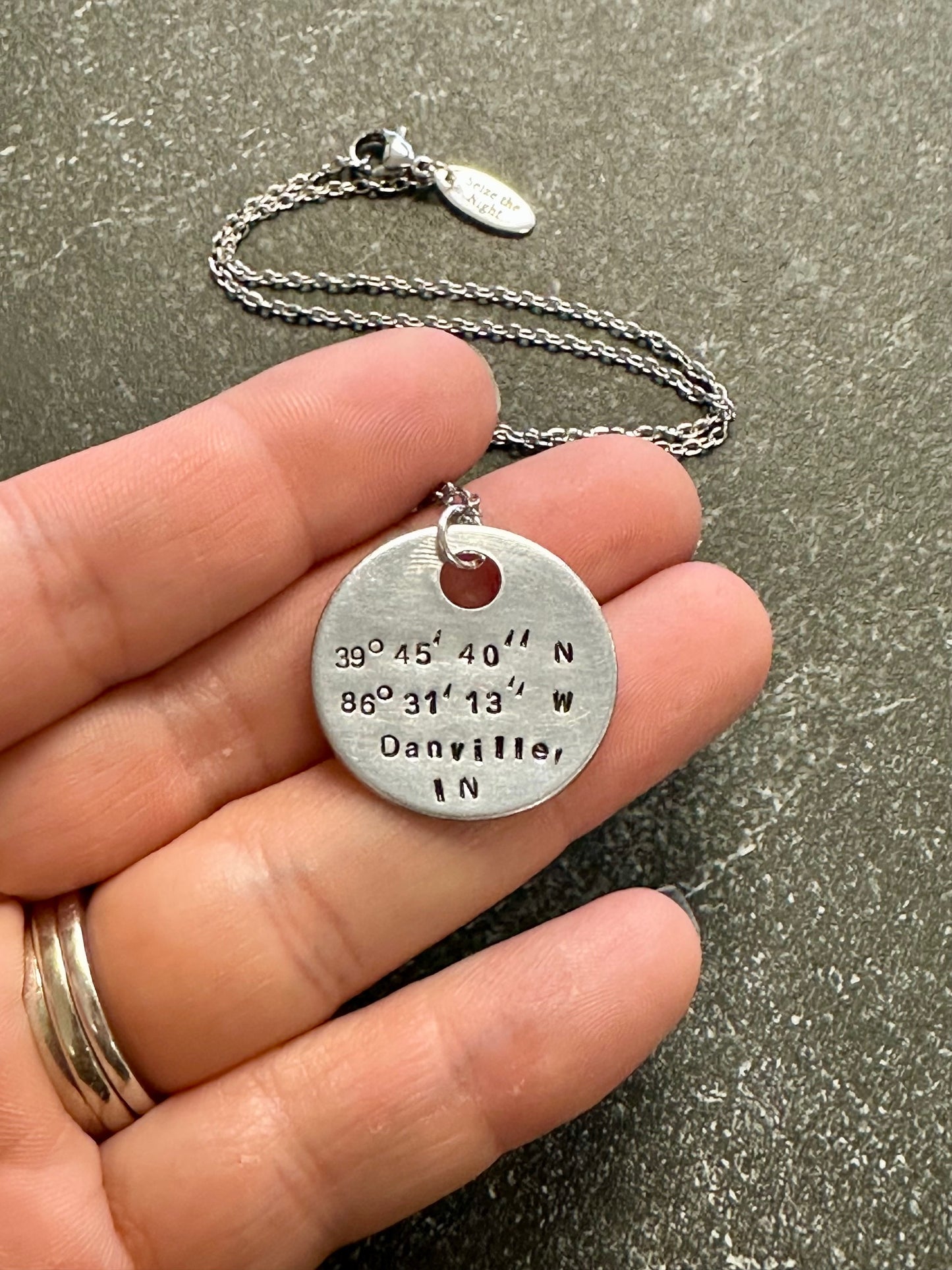 Hand Stamped Coordinates Necklace
