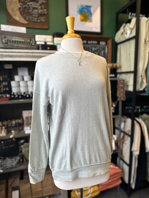 Light Grey Washed Round Neck Pullover Sweatshirt