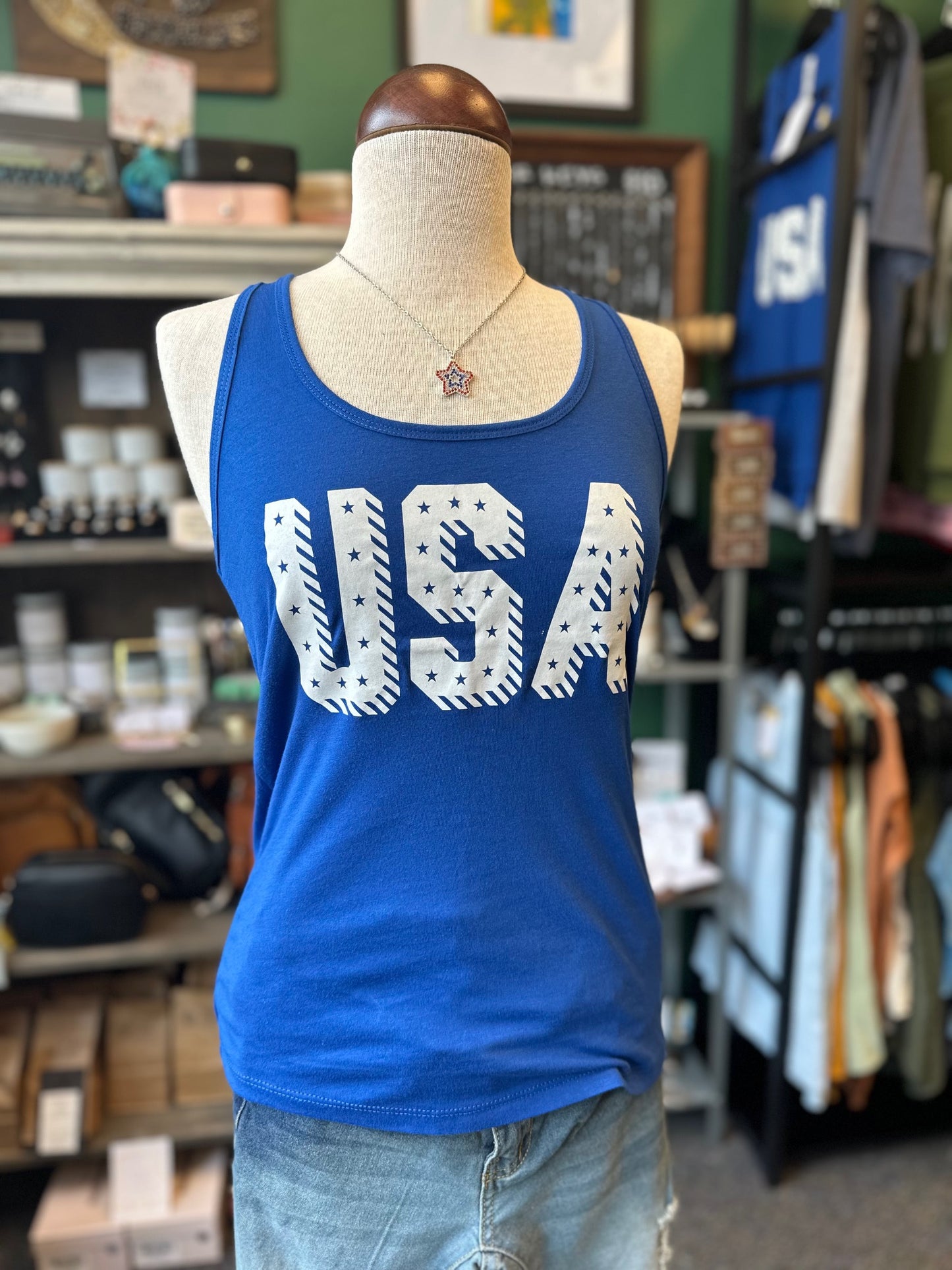 $10 Rack - USA Stars 4th of July Tank Top - Navy