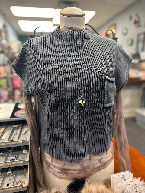 Black Knit Cropped Sweater