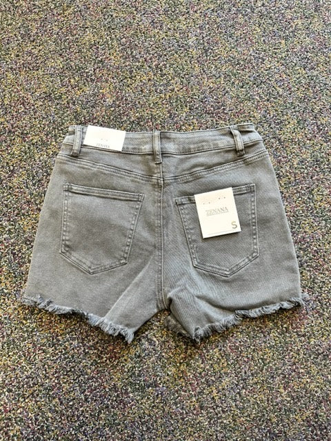 Ash Black Acid Washed Black Frayed Cutoff Hem Shorts