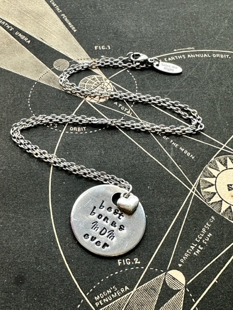 Best Bonus Mom Ever Hand Stamped Necklace