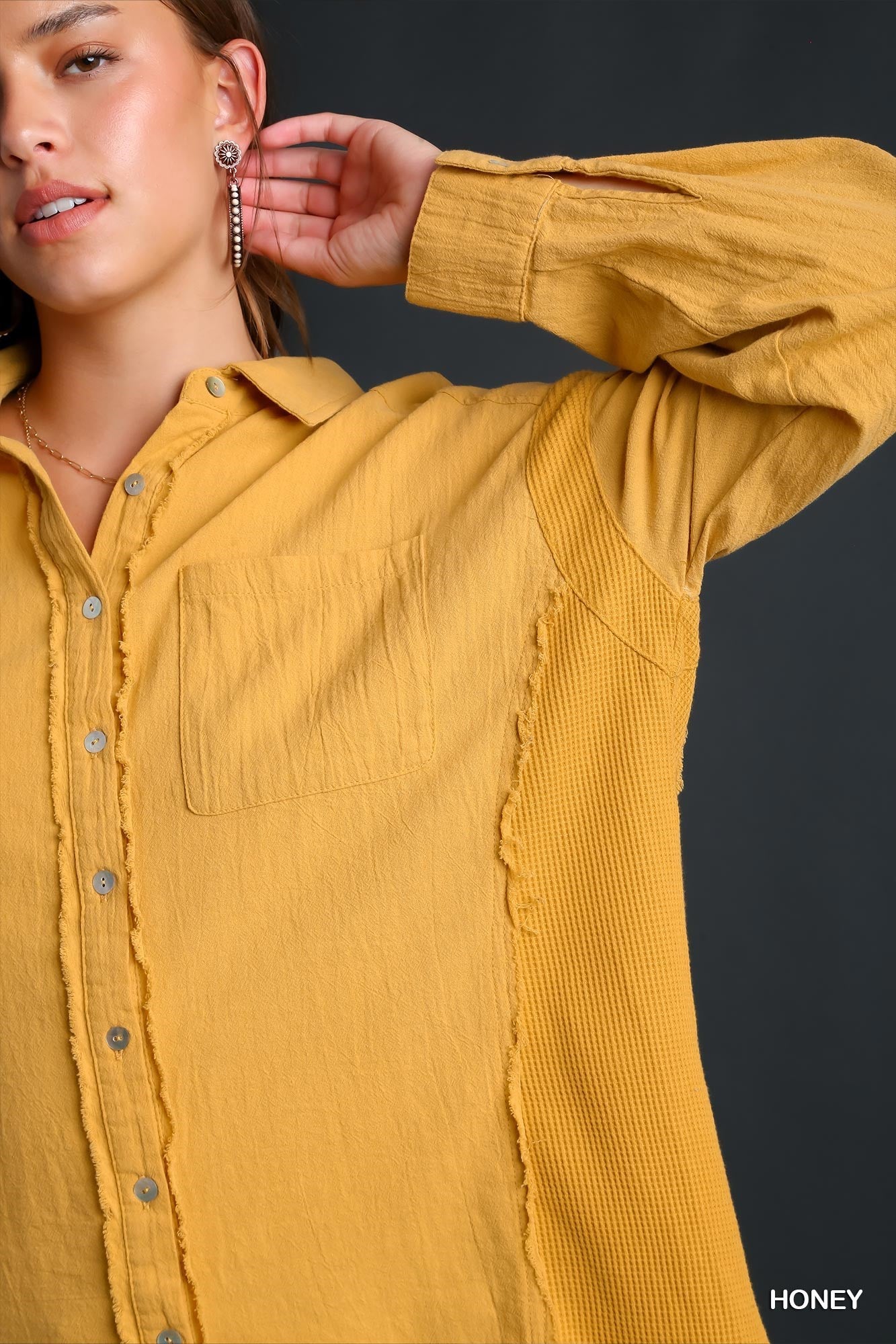 Honey Button Up Top