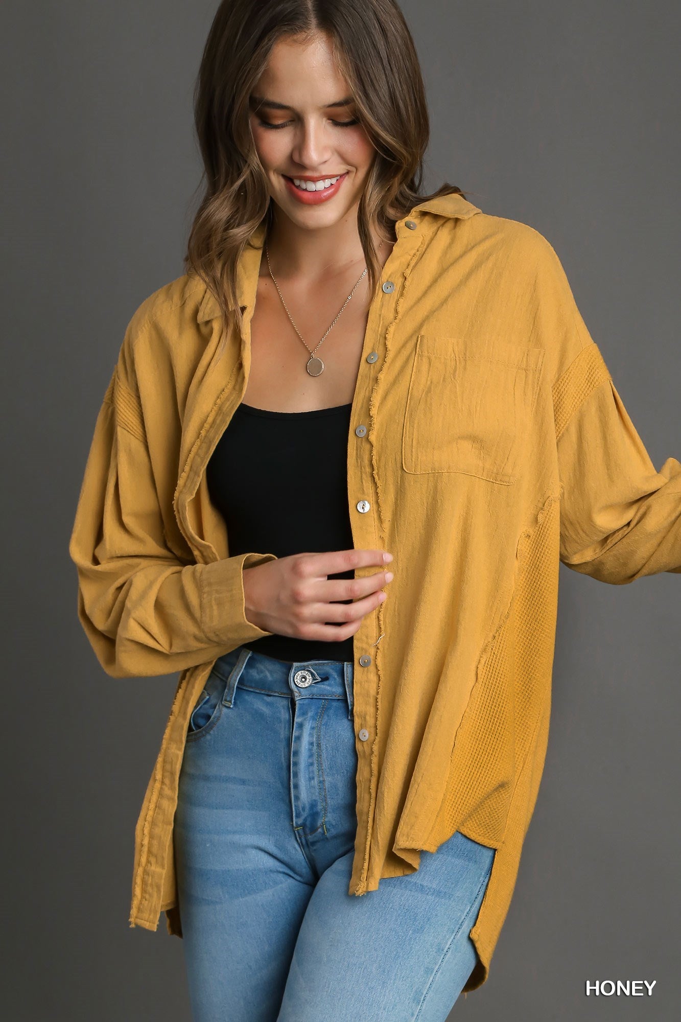 Honey Button Up Top