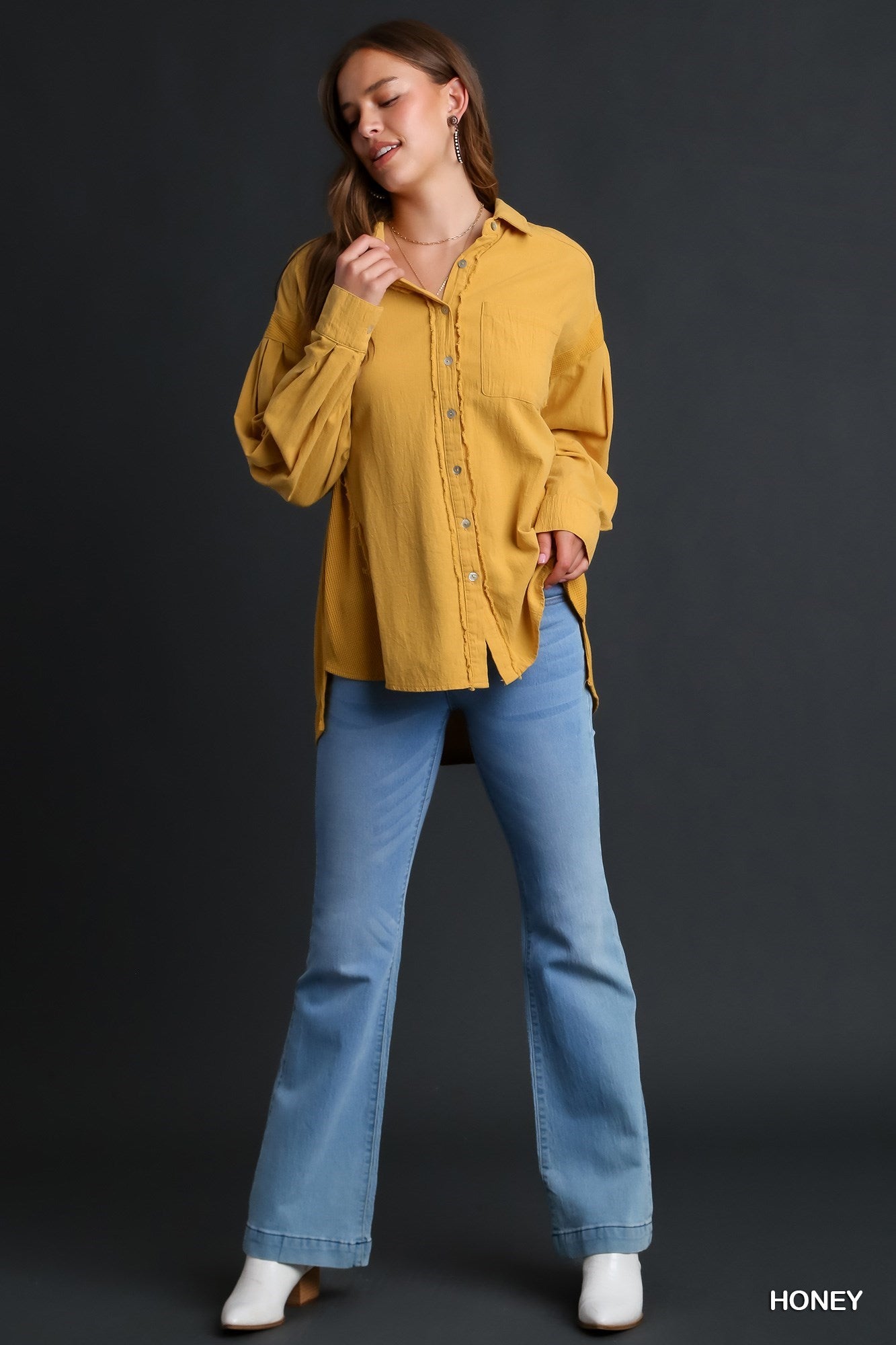 Honey Button Up Top