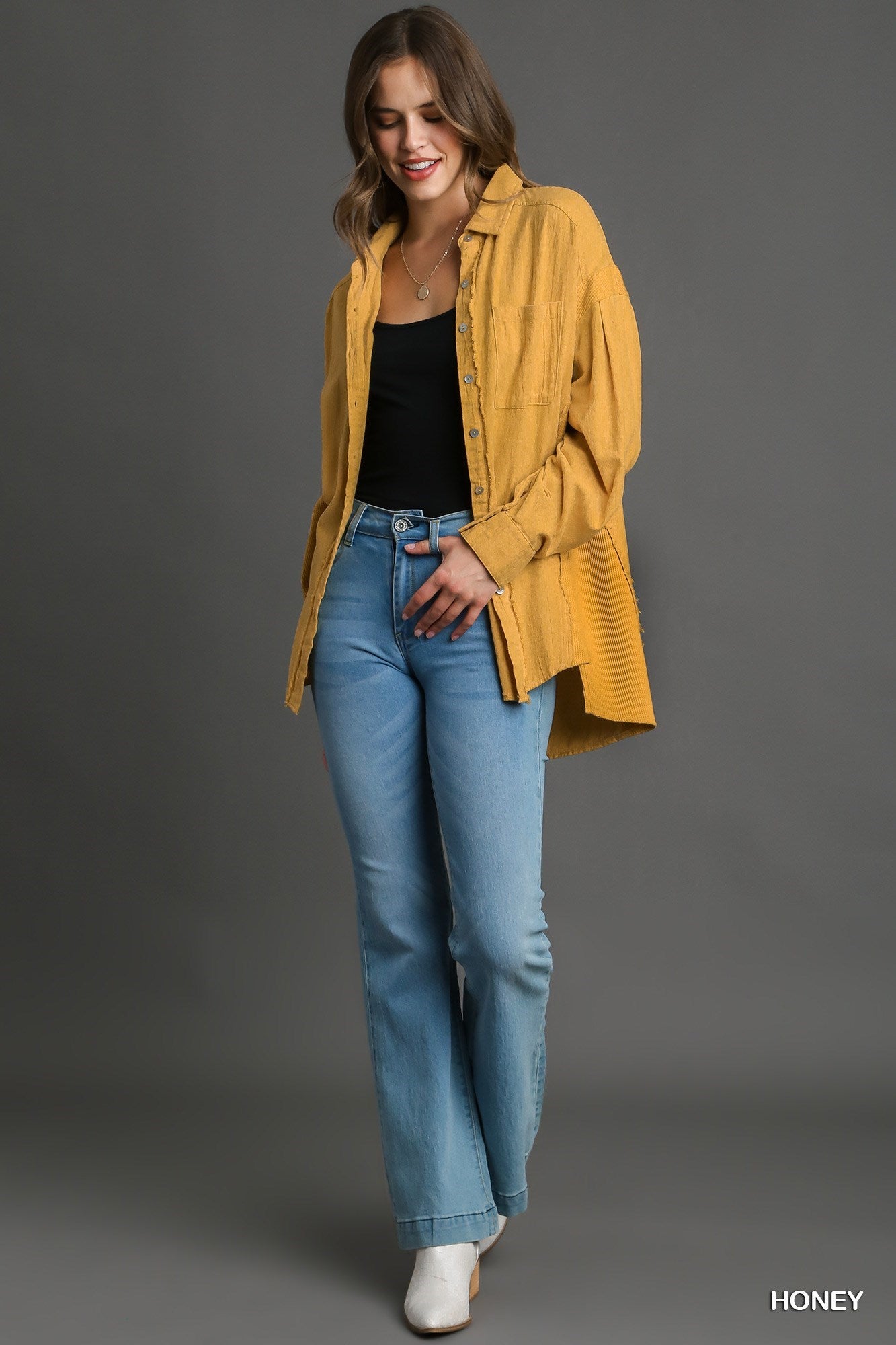 Honey Button Up Top